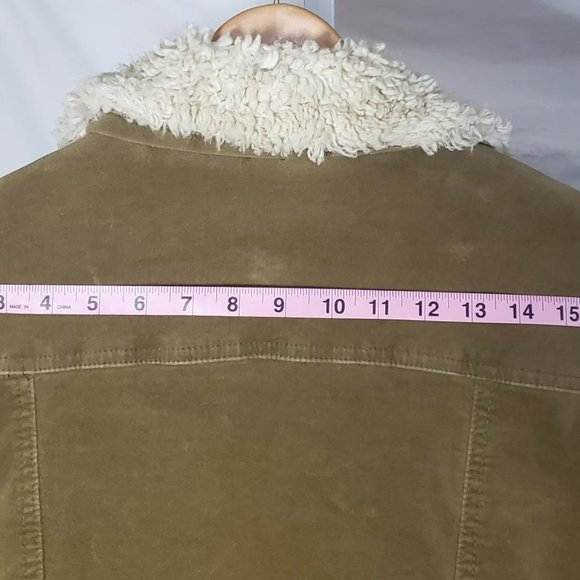 Free People Olive Green Reversable Sherpa Trucker Jacket Sz M - Picture 5 of 13